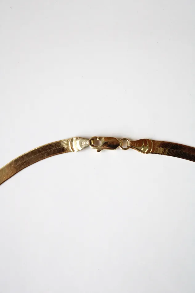 Necklaces Milor Milor Flat Herringbone Italy 14KT Yellow Gold Necklace