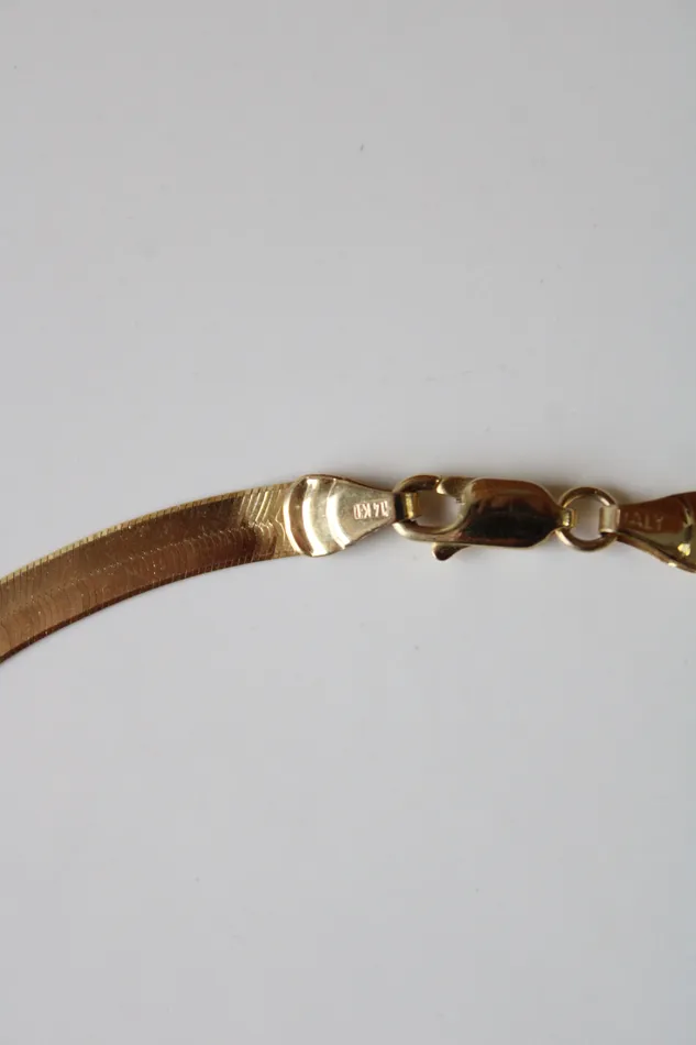 Necklaces Milor Milor Flat Herringbone Italy 14KT Yellow Gold Necklace