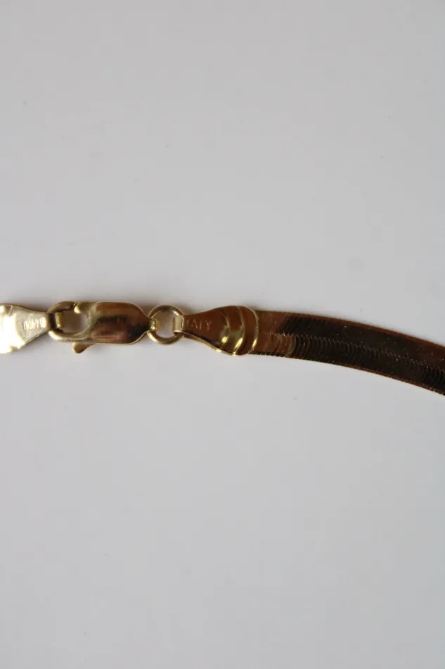 Necklaces Milor Milor Flat Herringbone Italy 14KT Yellow Gold Necklace