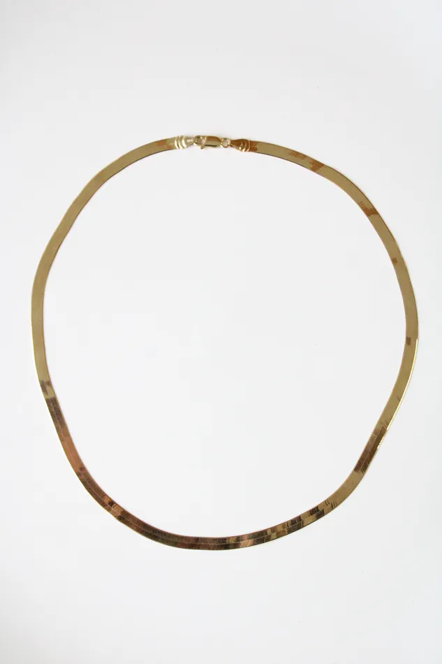 Necklaces Milor Milor Flat Herringbone Italy 14KT Yellow Gold Necklace