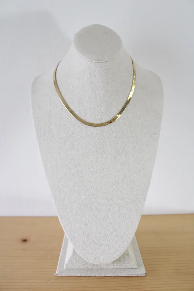 Necklaces Milor Milor Flat Herringbone Italy 14KT Yellow Gold Necklace
