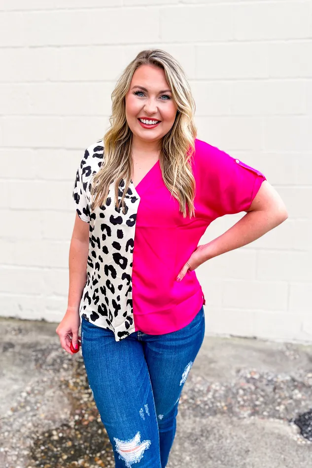Necklaces Oddi Leave Her Wild Leopard Color Block Top