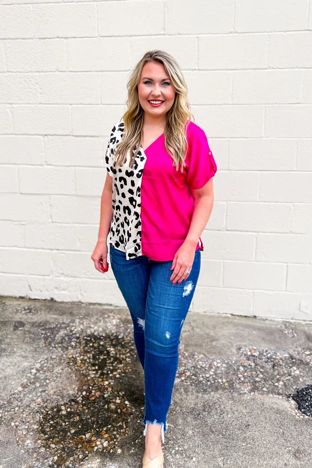 Necklaces Oddi Leave Her Wild Leopard Color Block Top