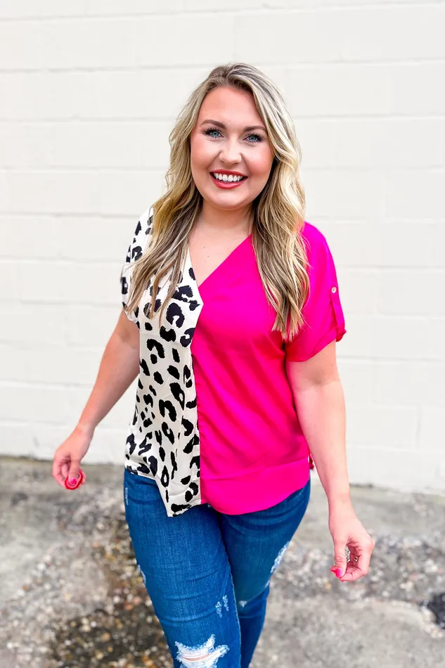 Necklaces Oddi Leave Her Wild Leopard Color Block Top