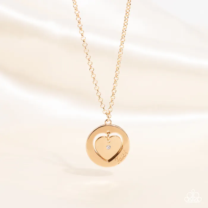 Necklaces Paparazzi Accessories Heart Full of Faith Gold