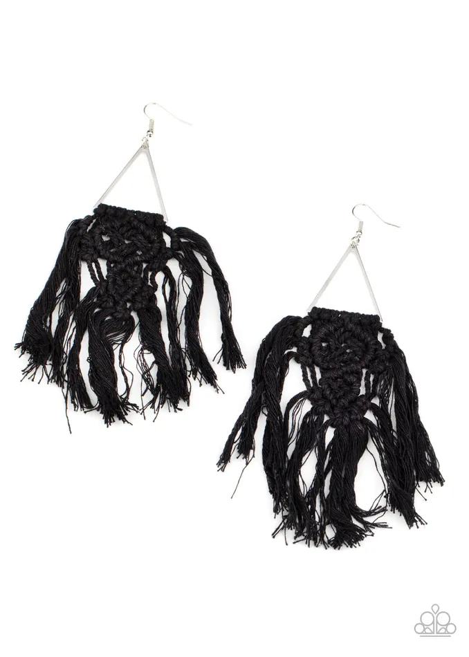 Necklaces Paparazzi Accessories Modern Day Macrame Black