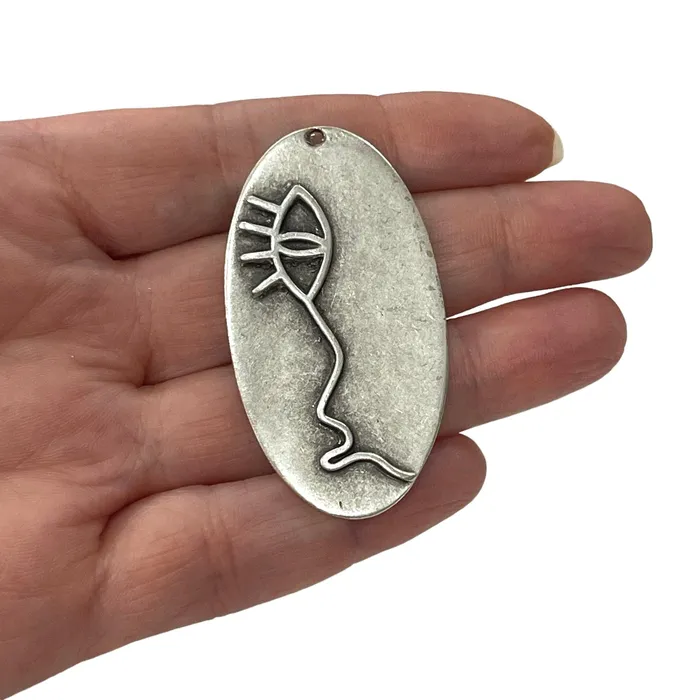 Necklaces Peppy Beads Antique Silver Plated Large Authentic Pendant Large Silver Authentic Pendant 51mm