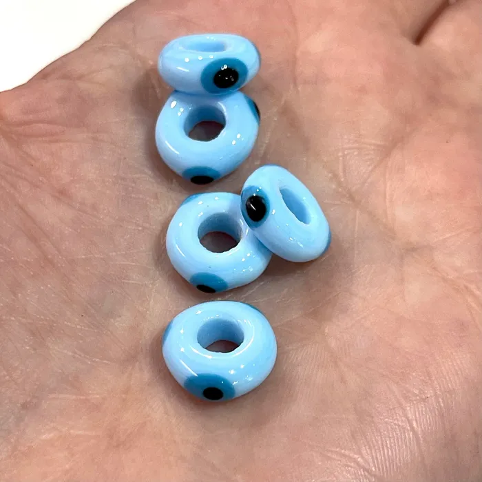 Necklaces Peppy Beads Hand Made Large Hole Evil Eye Beads Pandora Fit Glass Beads 5 Pcs in a pack
