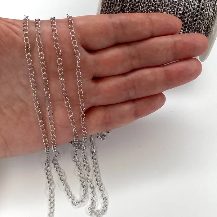 Necklaces Peppy Beads Rhodium Plated Extender Chain 3mm Rhodium Plated Extender Chain 1 Meter33Feet Extender Chain Necklaces Peppy Beads Rhodium Plated Extender Chain 3mm Rhodium Plated Extender Chain 1 Meter33Feet Extender Chain