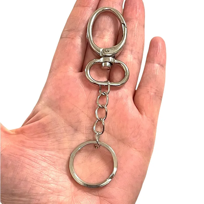 Necklaces Peppy Beads Rhodium Plated KeyringKeychains with Large Swivel Clasp
