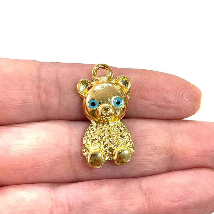 Necklaces Peppy Beads Teddy Bear 24Kt Gold Plated Charm a member of our Bear Family