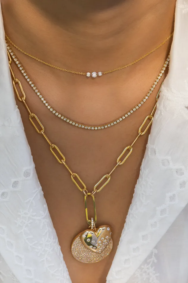Necklaces RACHEL LYNN CHICAGO All The Way Yellow Gold 325cts Diamond 1750 Tennis Necklace