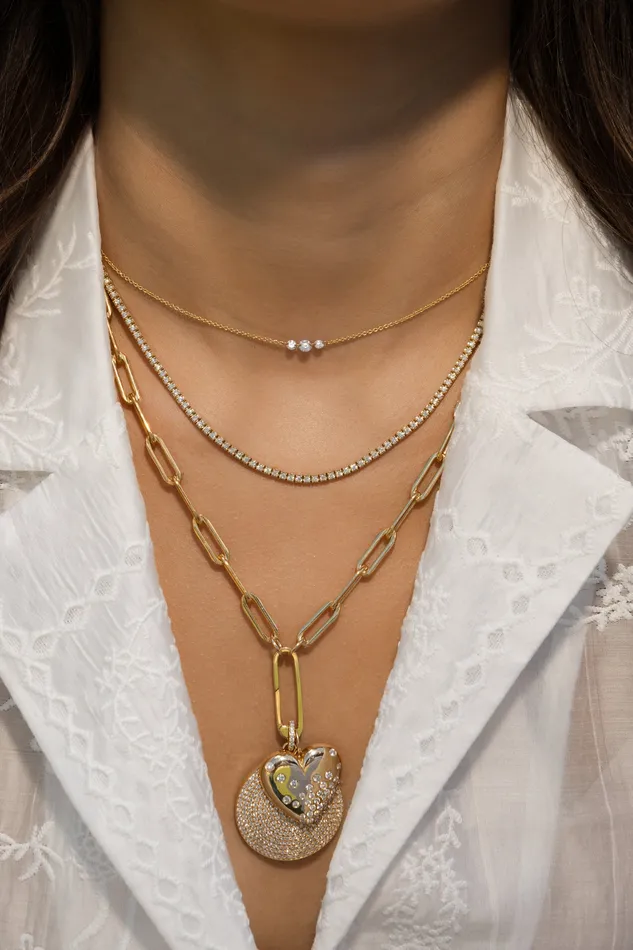 Necklaces RACHEL LYNN CHICAGO All The Way Yellow Gold 325cts Diamond 1750 Tennis Necklace