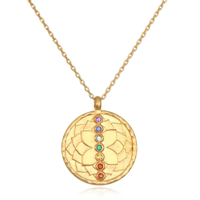 Necklaces Satya Chakra Lotus Gold Coin Pendant Necklace