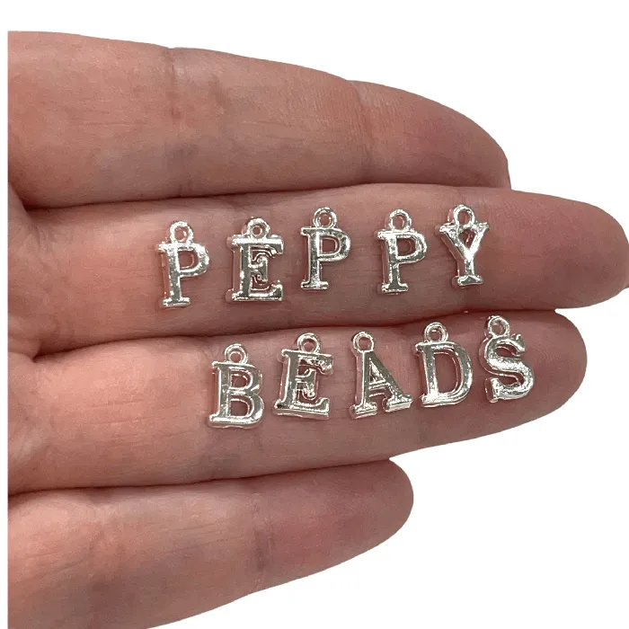 Necklaces Silver Plated Brass Initial Charms Peppy Beads