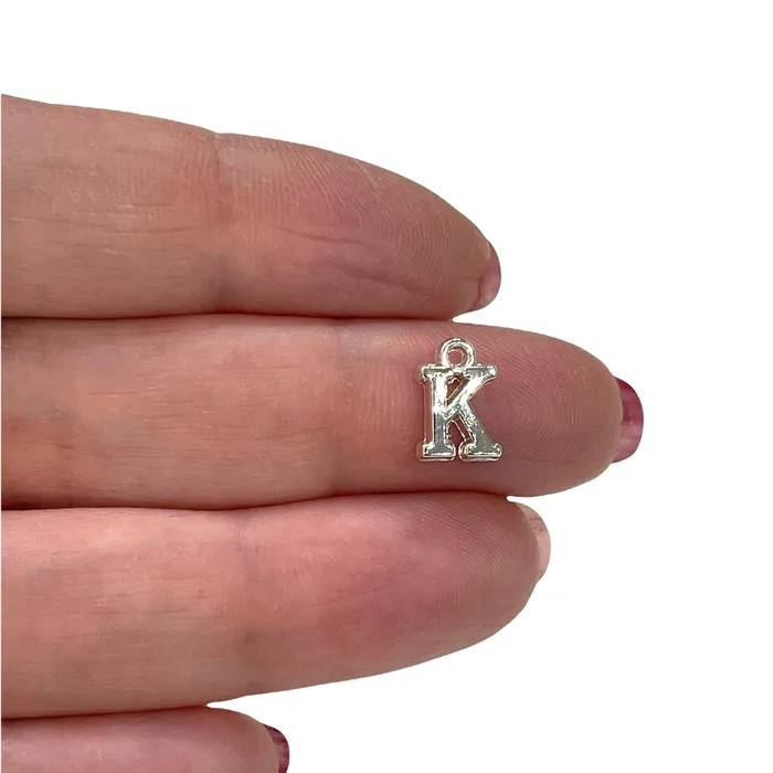 Necklaces Silver Plated Brass Initial Charms Peppy Beads Necklaces Silver Plated Brass Initial Charms Peppy Beads