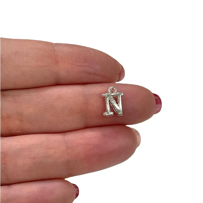 Necklaces Silver Plated Brass Initial Charms Peppy Beads Necklaces Silver Plated Brass Initial Charms Peppy Beads