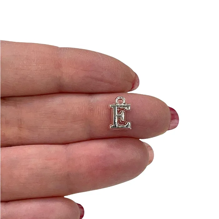 Necklaces Silver Plated Brass Initial Charms Peppy Beads Necklaces Silver Plated Brass Initial Charms Peppy Beads