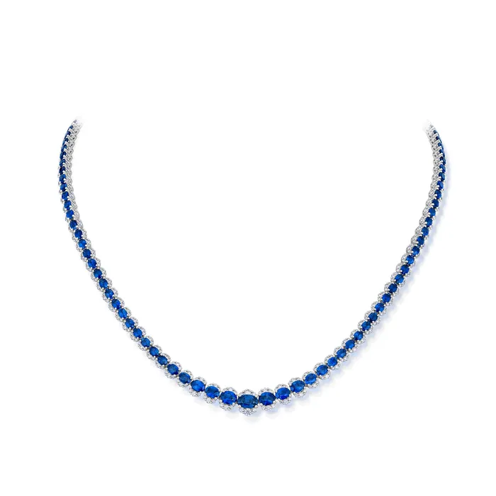 Necklaces Stephen Silver Fine Jewelry 1496 Carat Sapphire and Diamond Necklace