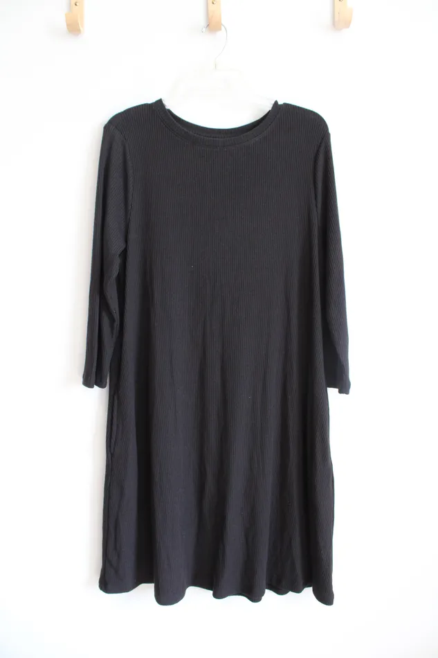 Necklaces Time And Tru Time And Tru Black Long Sleeved Ribbed Dress L 1214