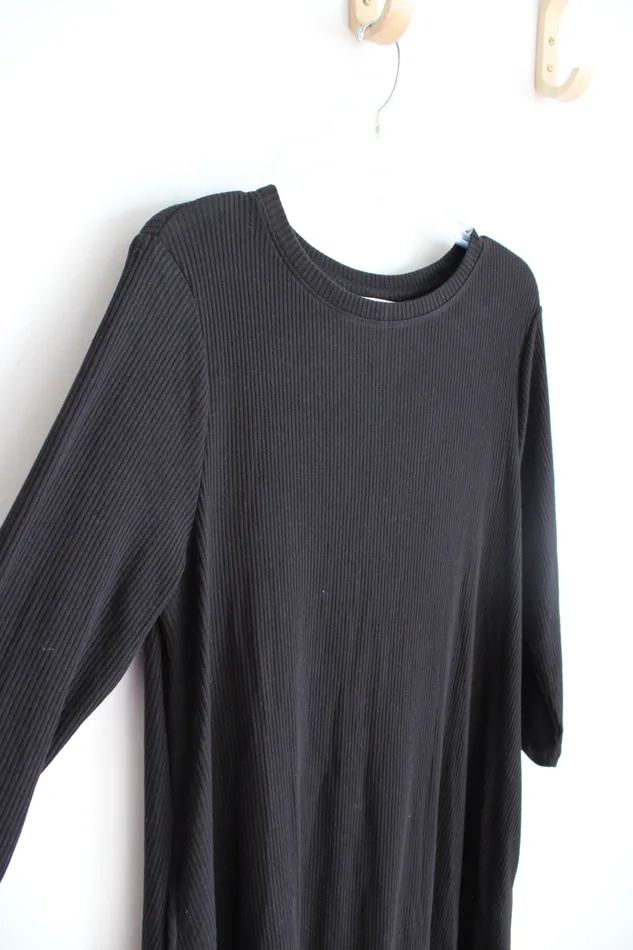 Necklaces Time And Tru Time And Tru Black Long Sleeved Ribbed Dress L 1214