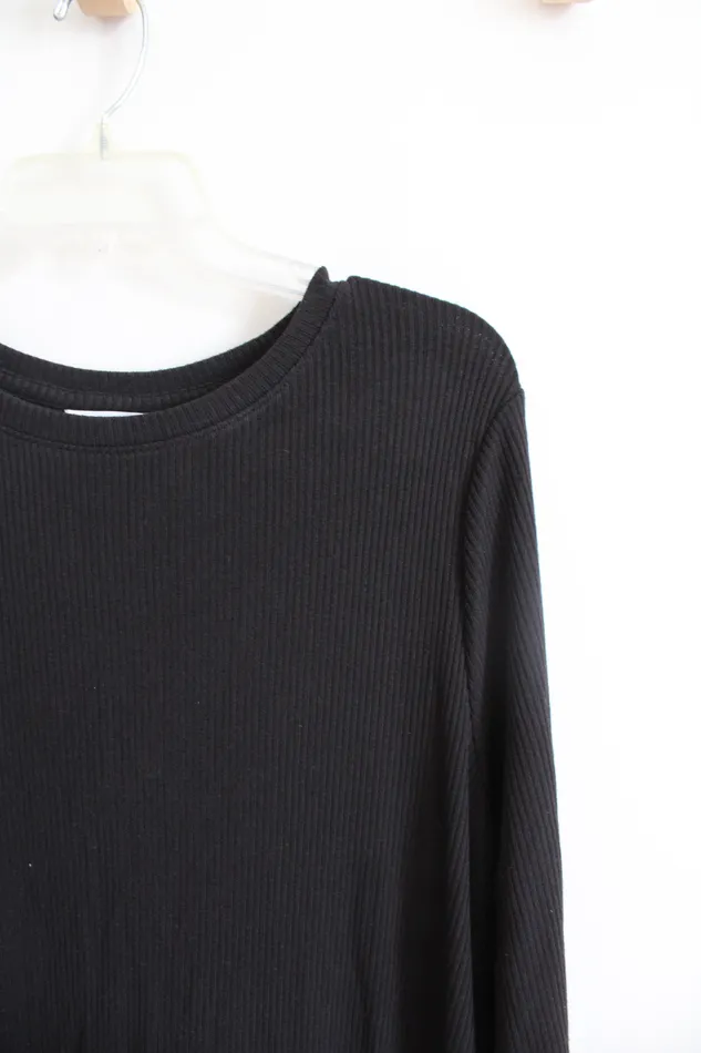Necklaces Time And Tru Time And Tru Black Long Sleeved Ribbed Dress L 1214