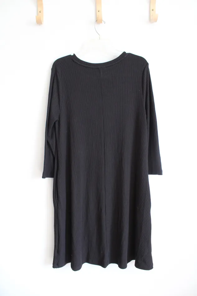 Necklaces Time And Tru Time And Tru Black Long Sleeved Ribbed Dress L 1214