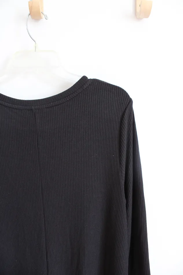 Necklaces Time And Tru Time And Tru Black Long Sleeved Ribbed Dress L 1214