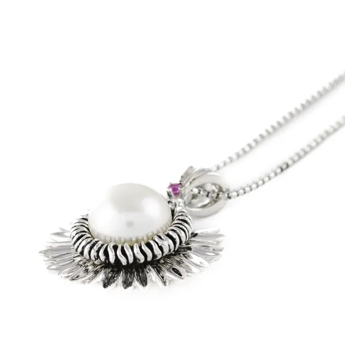 Necklaces TROPICALCREATIO Hawaiian Lei White Galatea Pearl Pendant with 18Inch Chain