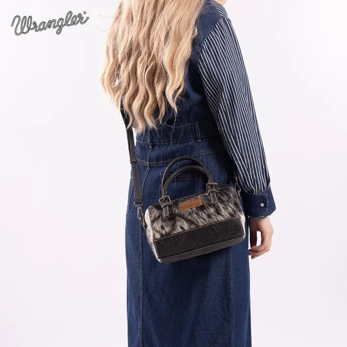 Necklaces Wrangler Genuine HairOn Cowhide Barrel BagCrossbody Black MONTANA WEST