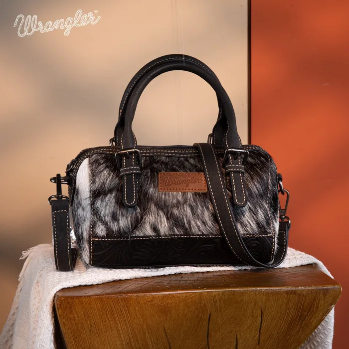 Necklaces Wrangler Genuine HairOn Cowhide Barrel BagCrossbody Black MONTANA WEST