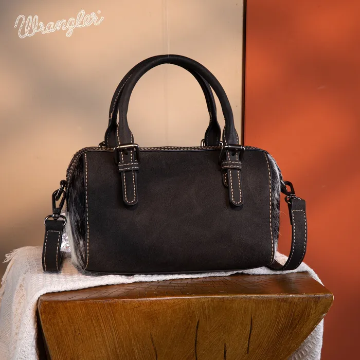 Necklaces Wrangler Genuine HairOn Cowhide Barrel BagCrossbody Black MONTANA WEST
