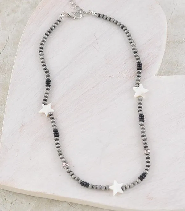 Necklaces YKT WESTERN WHITE STAR NAVAJO PEARL BEAD NECKLACE