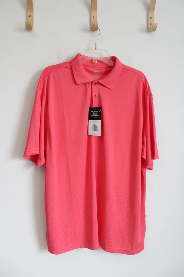 NEW Architect Golf Performance Salmon Pink Polo Shirt XXL Architect Earrings NEW Architect Golf Performance Salmon Pink Polo Shirt XXL Architect Earrings
