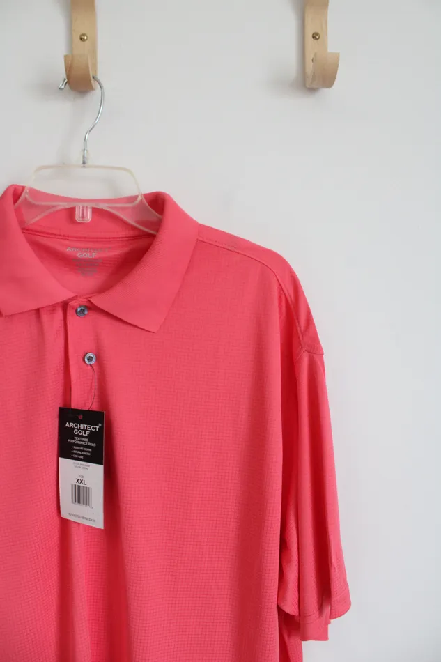 NEW Architect Golf Performance Salmon Pink Polo Shirt XXL Architect Earrings
