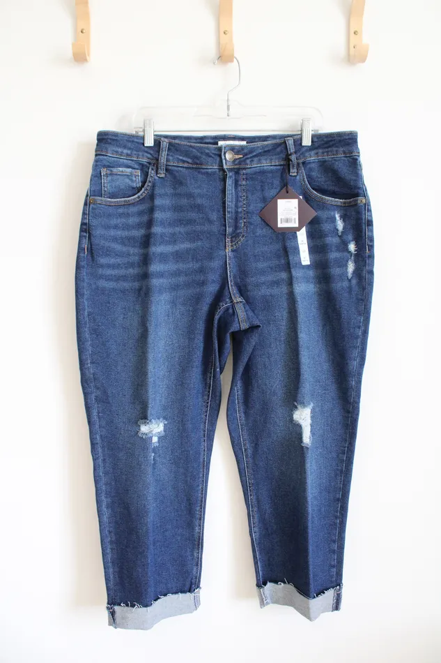 NEW Ava Viv Slim Straight Crop Distressed Jeans 16W Ava Viv Earrings