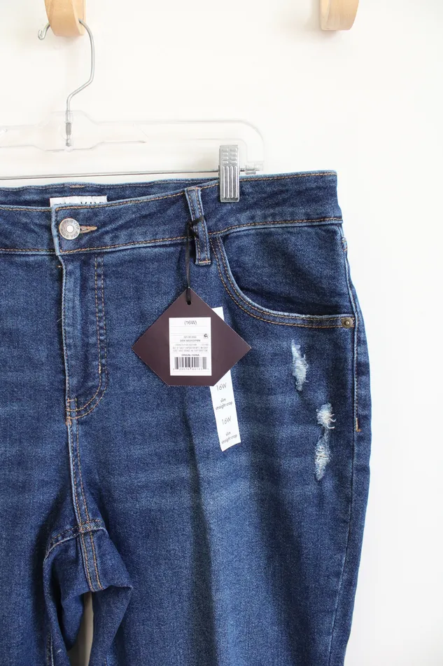 NEW Ava Viv Slim Straight Crop Distressed Jeans 16W Ava Viv Earrings