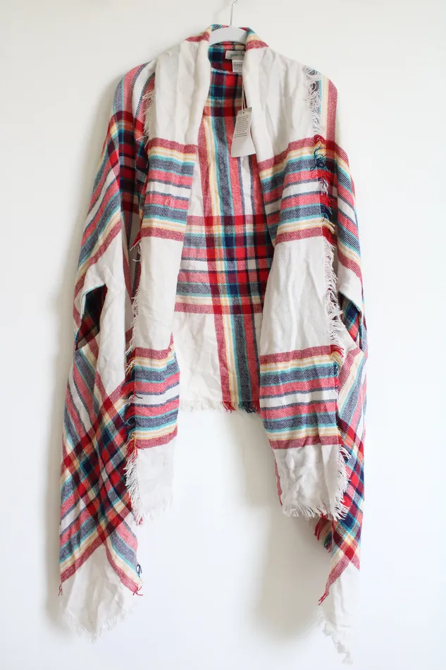 NEW Grace Lace Red Blue Plaid Poncho One Size Grace Love Rings