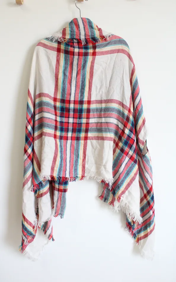 NEW Grace Lace Red Blue Plaid Poncho One Size Grace Love Rings