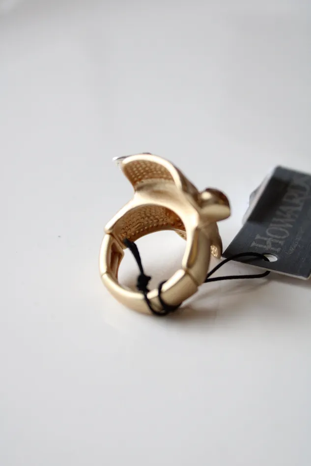 NEW Howards Textured Gold Silver Rhinestone Ring Size 7 Howards Rings