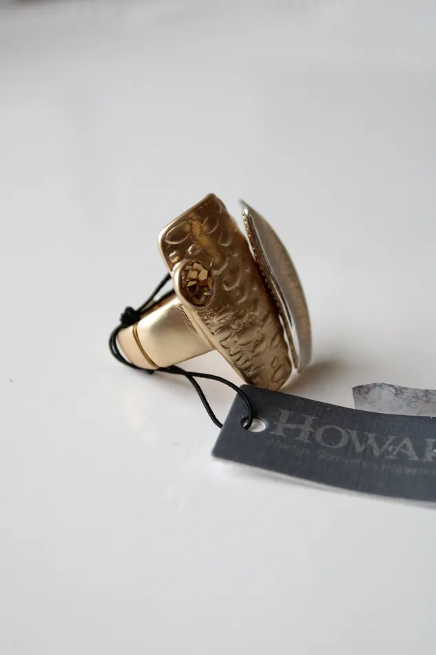 NEW Howards Textured Gold Silver Rhinestone Ring Size 7 Howards Rings