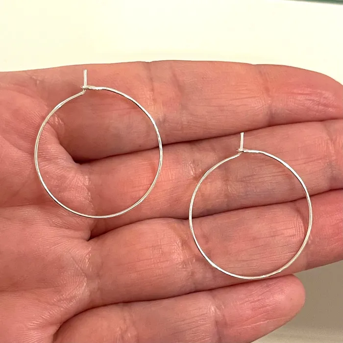 NEW Silver Plated Earring Hoops25mm Silver Earring Earring BlanksRound Earring Hook Thin Earring Hoop 6 pcs in a pack Peppy Beads Earrings