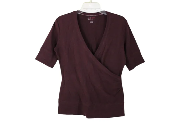 New York Company Earrings NYC Sport Burgundy Stretch Sweatshirt Top S