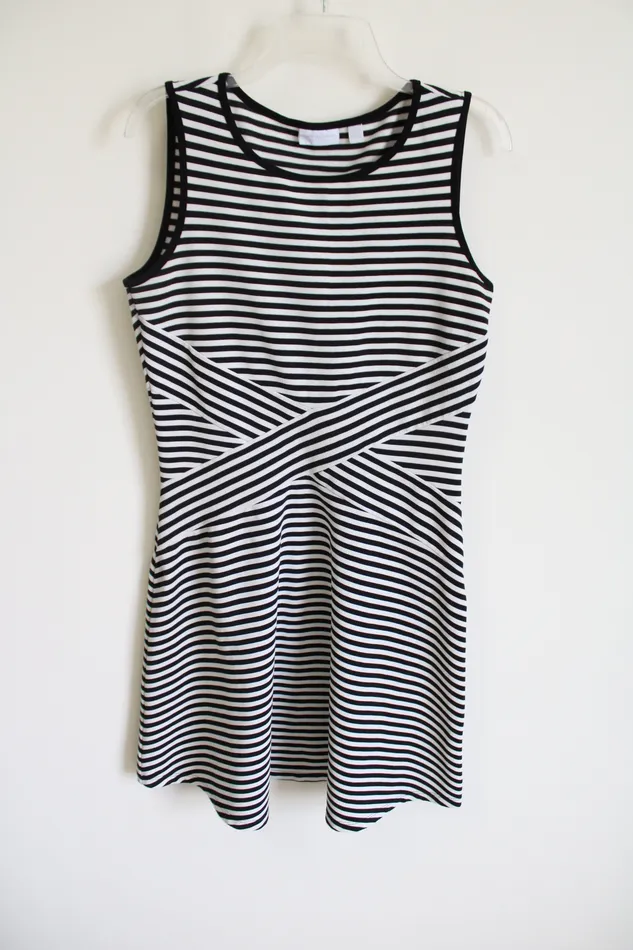 New York Company Rings New York Co Black White CrissCross Stripe Dress M