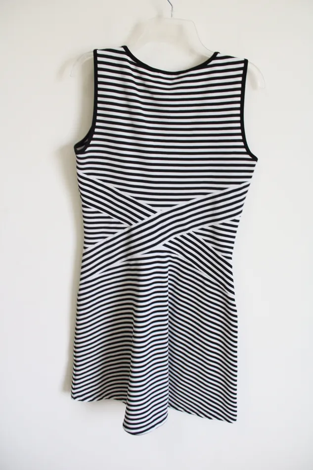 New York Company Rings New York Co Black White CrissCross Stripe Dress M