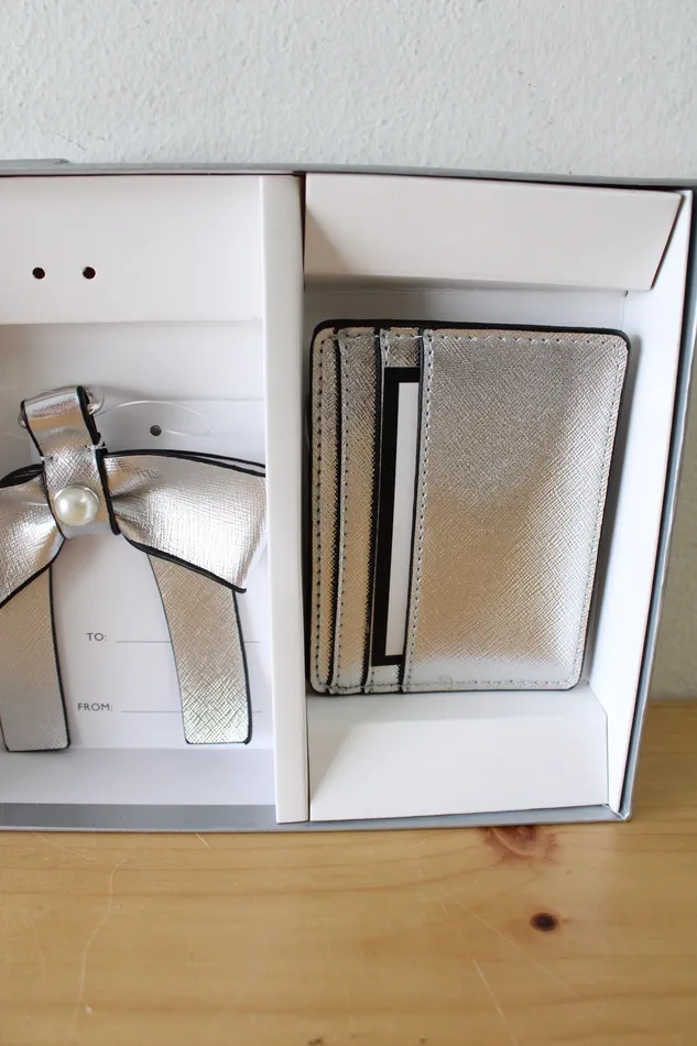 Nine West NEW Nine West Silver Card Case Bow Dangle Keychain Accessory Earrings