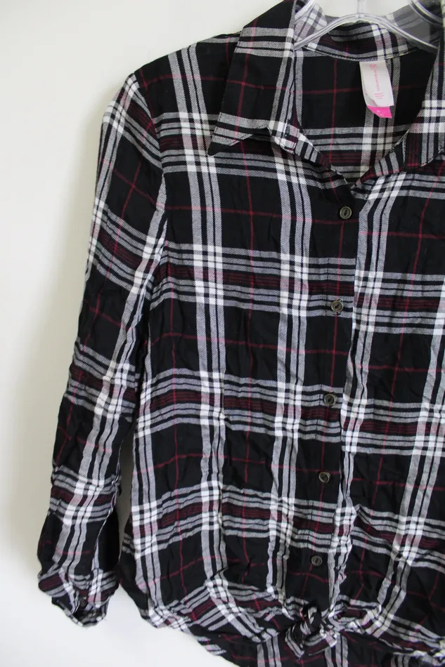 No Boundaries No Boundaries Black Red Plaid Shirt M Rings