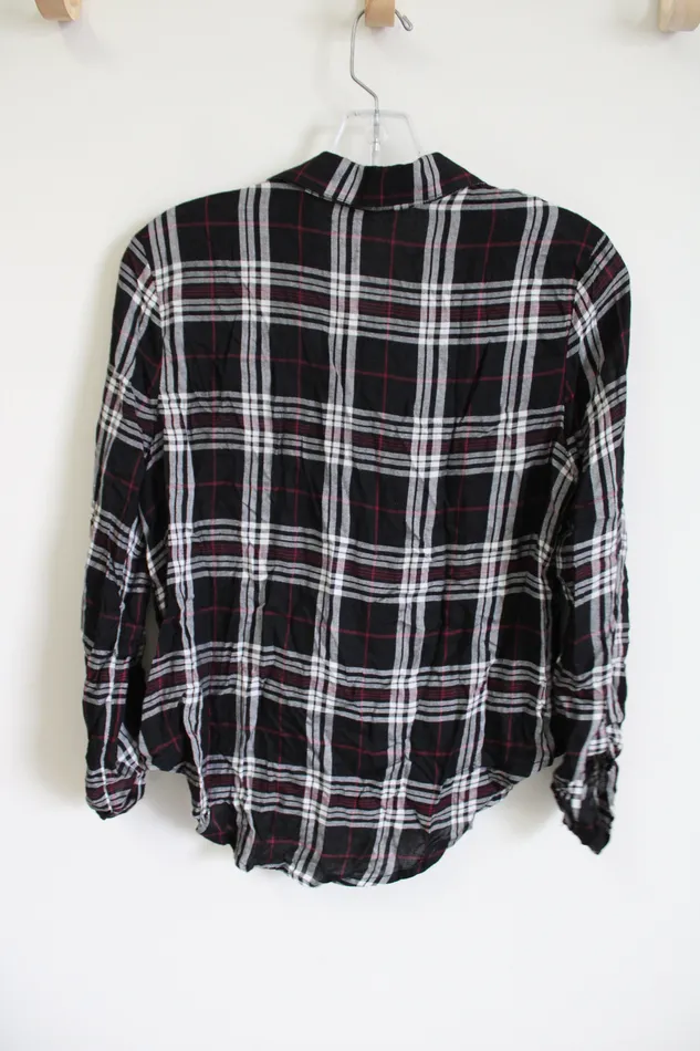 No Boundaries No Boundaries Black Red Plaid Shirt M Rings