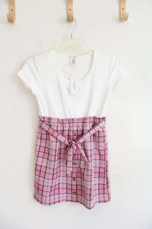 No Comment Rings NEW No Comment White Pink Plaid Dress Youth L 14