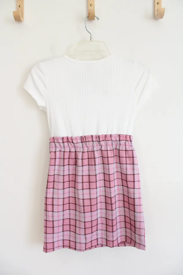 No Comment Rings NEW No Comment White Pink Plaid Dress Youth L 14